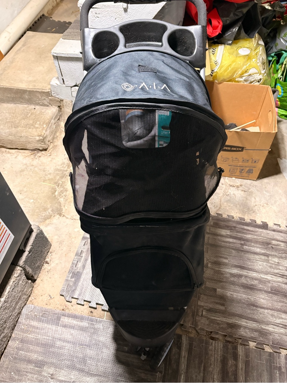 Vivo Black Pet Stroller with Mesh Canopy